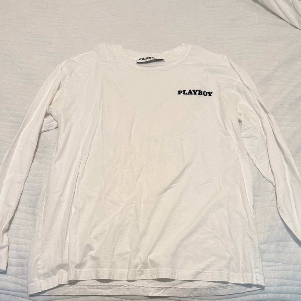 PLAYBOY White Long Sleeve Tee with Black Logo